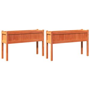 vidaXL Plantenbakken met poten 2 st cm massief grenenhout wasbruin