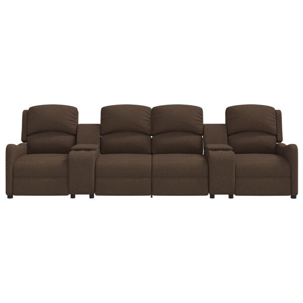 vidaXL Fauteuil 4-zits verstelbaar met bekerhouders stof bruin