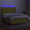 vidaXL Boxspring met matras en LED stof groen 140x200 cm