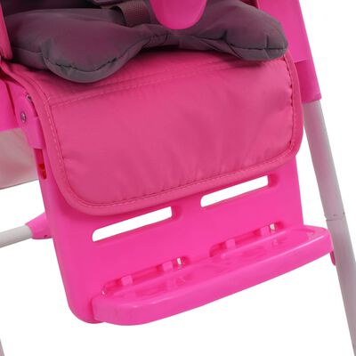 vidaXL Kinderstoel hoog roze en grijs