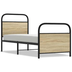 vidaXL Bedframe zonder matras bewerkt hout sonoma eikenkleur 75x190 cm