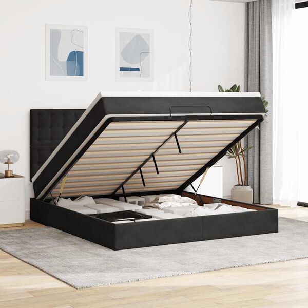 vidaXL Ottoman bed met matrassen 180x200cm fluweel zwart