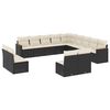 vidaXL 13-delige Loungeset met kussens poly rattan zwart