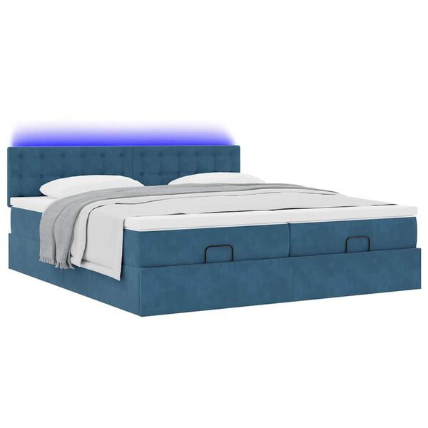 vidaXL Ottoman bed met matrassen en LED's 160x200cm fluweel