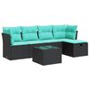 vidaXL 6-delige Loungeset met kussens poly rattan zwart