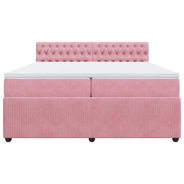 vidaXL Boxspring met matras fluweel roze 200x200 cm