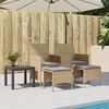 vidaXL Tuinbank 2-zits met tafel en voetenbanken poly rattan beige
