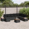vidaXL Tuinbankenset met kussen met opslag 9 pcs Zwart Polyrattan