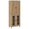 vidaXL Hoge kast 2 pcs Artisan Eiken Bewerkt hout
