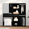 vidaXL LED Make-up Tafel Set met lade Zwart Eiken 140 x 40 x 140 cm