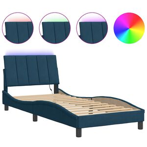 vidaXL Bedframe met LED zonder matras "Hanko" fluweel blauw 90x190 cm