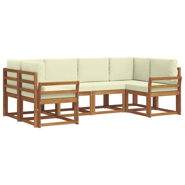 vidaXL Buiten bankenset met kussen 6 pcs Natuurlijk en Cr&egrave;me