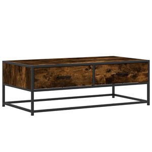 vidaXL Salontafel 100x50x35 cm bewerkt hout en metaal gerookt eiken