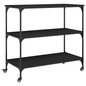 vidaXL Keukentrolley 102x50x95 cm bewerkt hout zwart