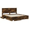 vidaXL Bedframe met hoofdeinde Gerookt eiken 180 x 200 cm Bewerkt hout
