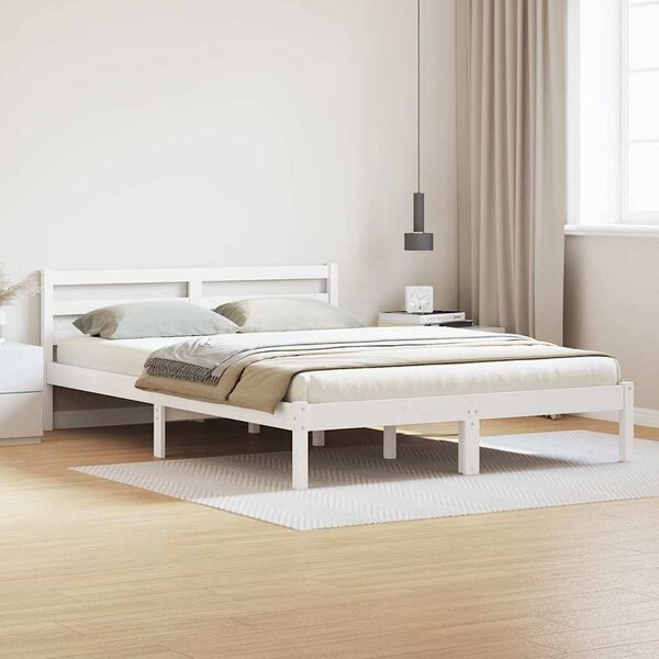 vidaXL Bedframe Wit 208.6 x 157.6 x 69.4 cm Massief grenenhout