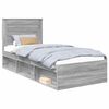 vidaXL Bedframe met lade Grijs Sonoma 75 x 190 cm Massief grenenhout