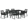 vidaXL Tuin eettafelset 7 pcs Zwart Gepoedercoat staal