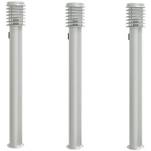 vidaXL Buitenvloerlampen 3 st stopcontact 110 cm roestvrijstaal zilver