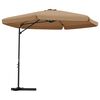 vidaXL Parasol met stalen paal 300 cm taupe