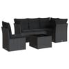 vidaXL 6-delige Loungeset met kussens poly rattan zwart