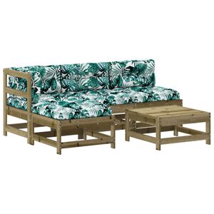 vidaXL 5-delige Loungeset met kussens ge&iuml;mpregneerd grenenhout