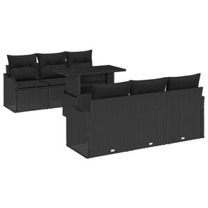 vidaXL Tuin Sofa Set met kussen 7 pcs Zwart Poly riet