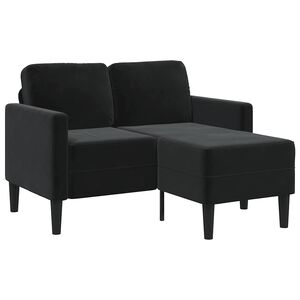 vidaXL Tweezitsbank met chaise longue L-vormig zwart 125 cm fluweel