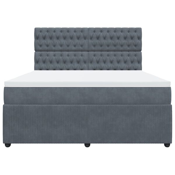 vidaXL Boxspring met matras fluweel donkergrijs 180x200 cm