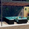 vidaXL 14-delige Loungeset met kussens poly rattan zwart