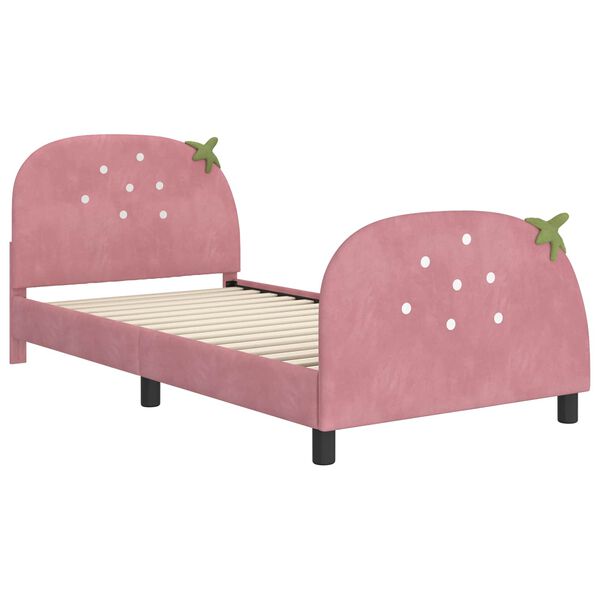 vidaXL Bedframe voor kinderen met hoofdbord Roze 80 x 200 cm Fluweel