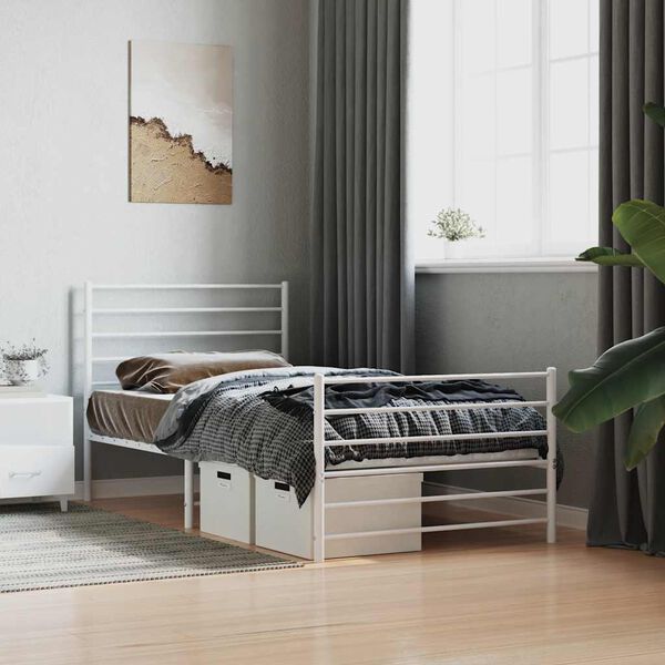 vidaXL Bedframe met hoofd- en voeteneinde metaal wit 80x200 cm