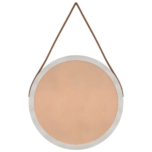 vidaXL Wandspiegel met band &Oslash; 35 cm wit
