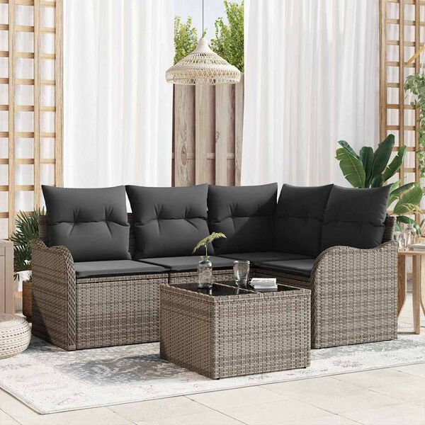 vidaXL Tuin Sofa Set Grijs poly rattan