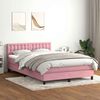vidaXL Boxspring met matras en LED fluweel roze 160x210 cm