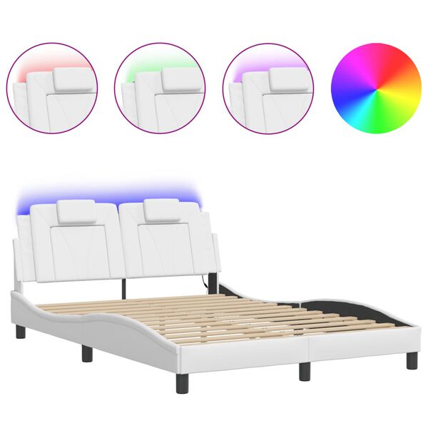vidaXL Bedframe "Viana" met LED zonder matras wit 140x190 cm