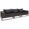 vidaXL 3-delige Loungeset met kussens poly rattan grijs