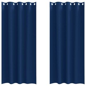 vidaXL Zwart-out Gordijnen met Ringen 2 st Donkerblauw 245 x 140 cm
