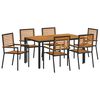 vidaXL Tuin eettafelset 7 st Zwart en Bruin poly rattan