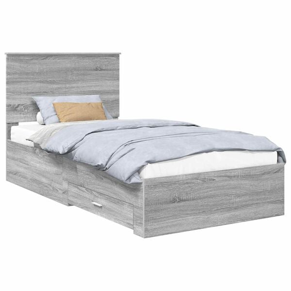 vidaXL Bedframe met hoofdeinde Grijs Sonoma 100 x 200 cm Bewerkt hout