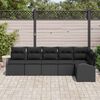 vidaXL Tuinbankenset met kussen met opslag 6 pcs Zwart poly rattan