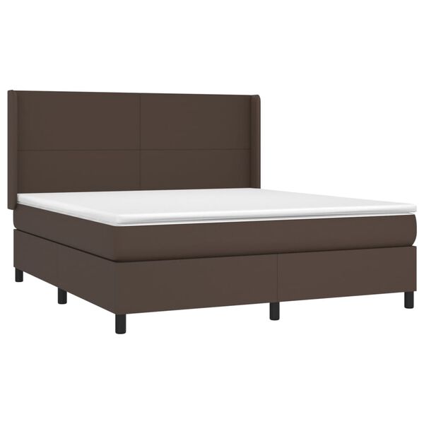 vidaXL Boxspring met matras en LED kunstleer bruin 180x200 cm