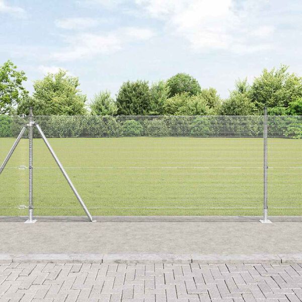 vidaXL Hecke met palen Zilver 1 x 50 m Staal