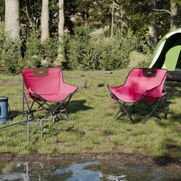 vidaXL Campingstoelen 2 st met vakje inklapbaar roze