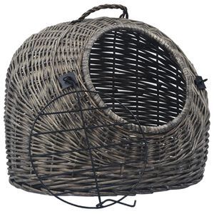 vidaXL Kattendrager 45x35x35 cm natuurlijk wilgenhout grijs