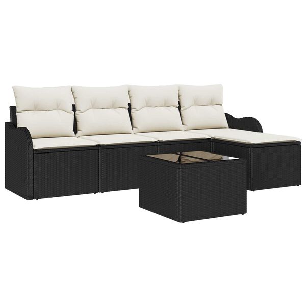 vidaXL Tuin Sofa Set met opslag 6 pcs Bruin poly rattan