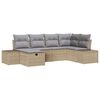 vidaXL Bankstel met kussen 6 pcs poly rattan
