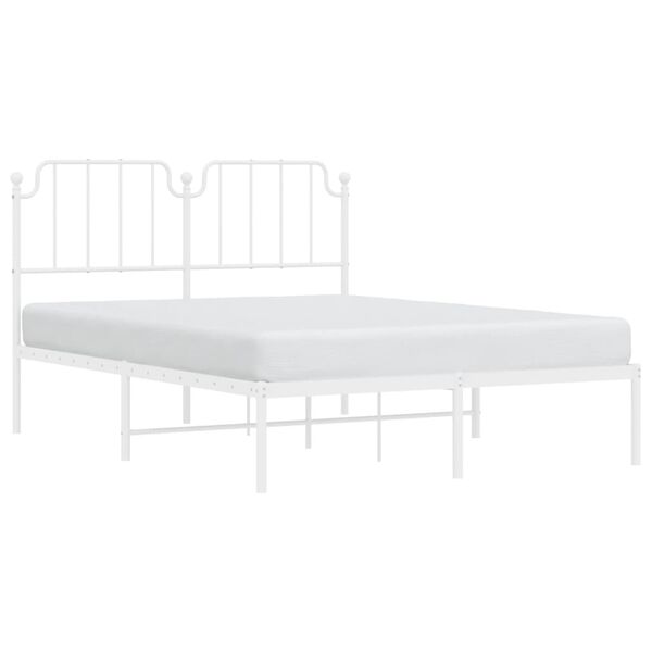 vidaXL Bedframe met hoofdbord metaal wit 140x200 cm