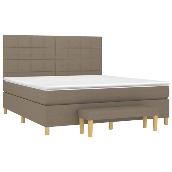 vidaXL Boxspring met matras stof taupe 180x200 cm