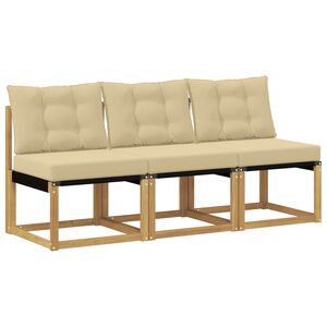 vidaXL 3 Stuk Buiten Midden Sofa Massief acaciahout en Textilene Stof